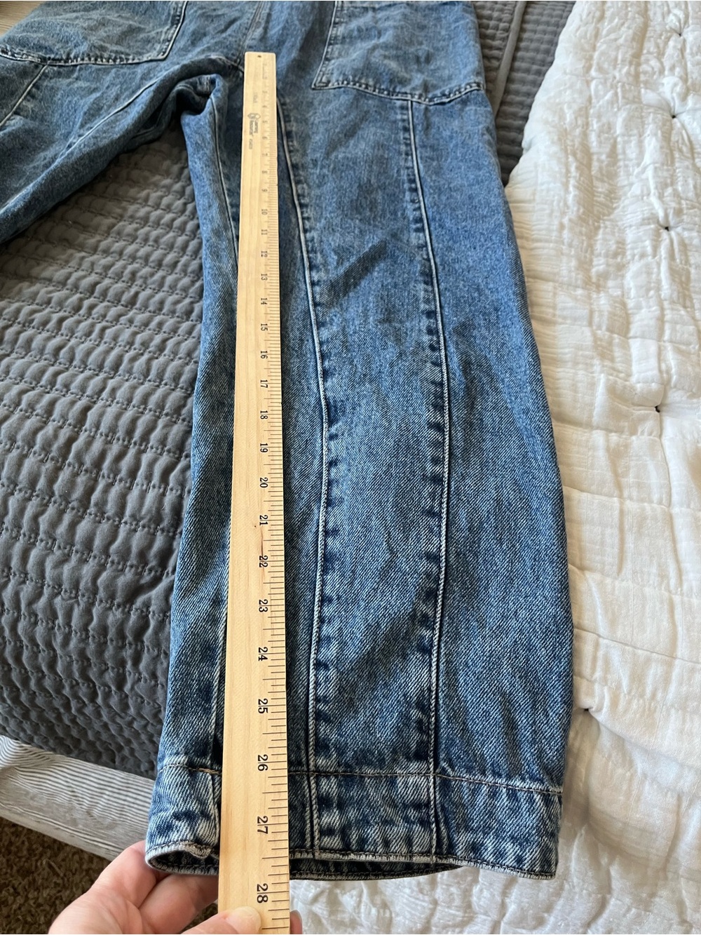 Free People We The Free High Roller Oversized Denim Jumpsuit Medium Wash Small - Picture 12 of 12